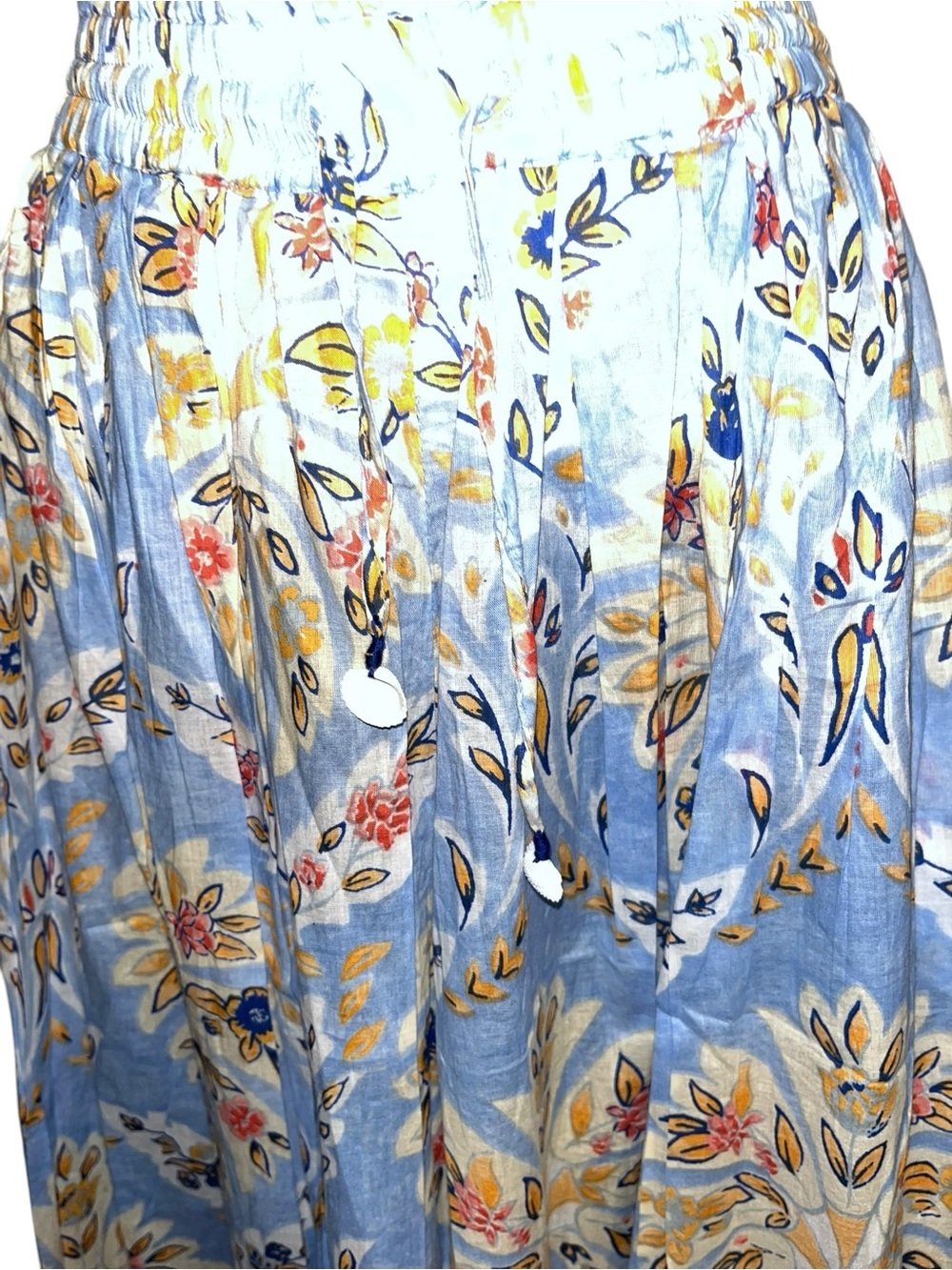 🌸POL L Boho Floral Blue Wide Leg Pants P005 - Picture 6 of 7